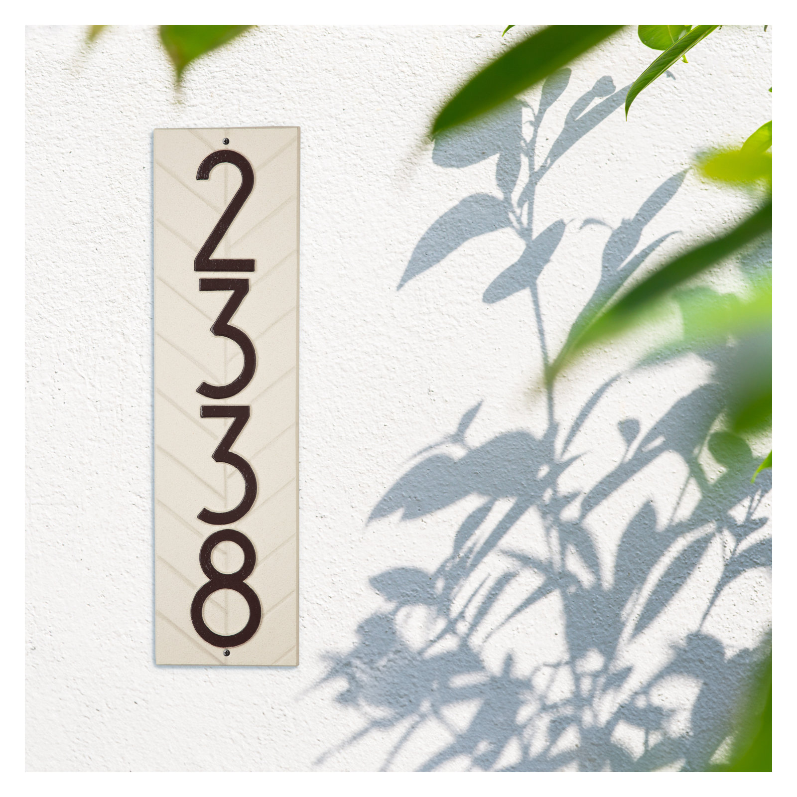Mid-century Modern Herringbone Vertical Wall Plaque, Coastal Clay, Yes