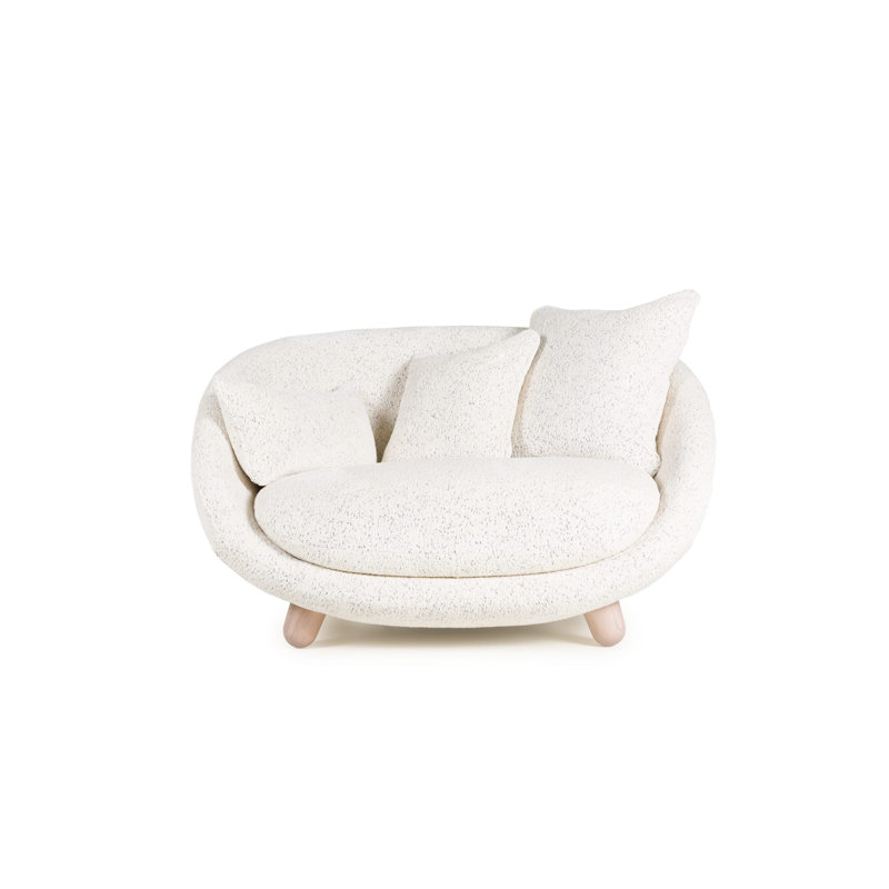 Loveseat, White Wash Oak, Jacquard White