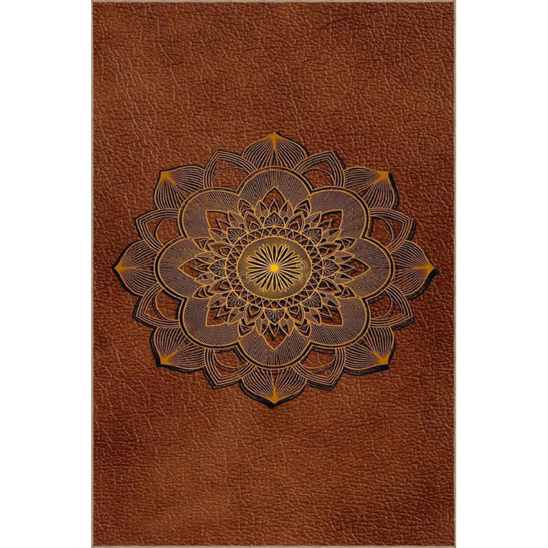 Tapis en cuir à base tissée et rayée, Rond 4 pi