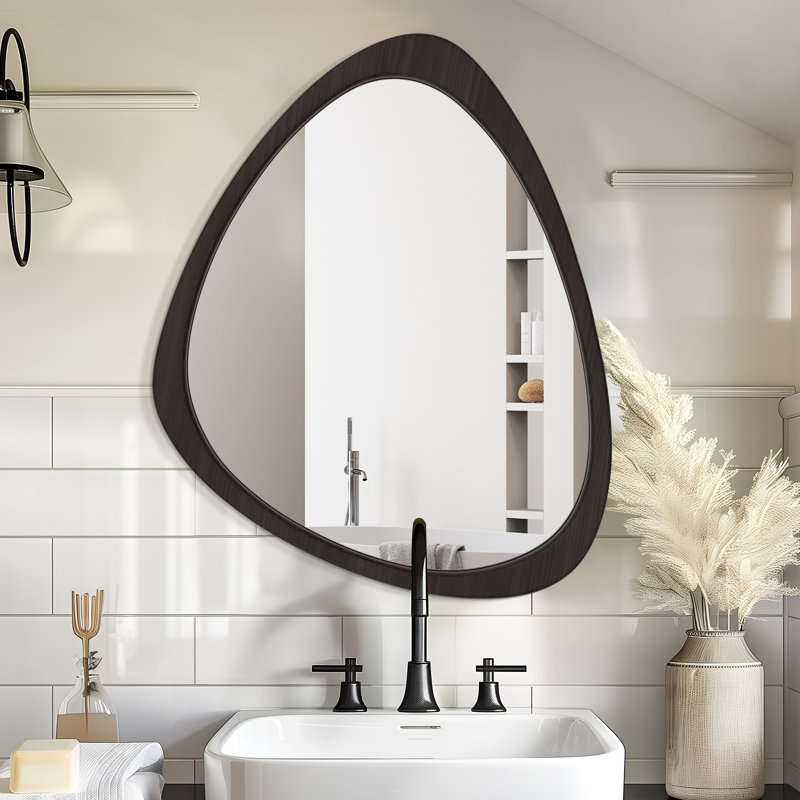 Irregular Wood Decorative Asymmetrical Mirror, 25" x 20"