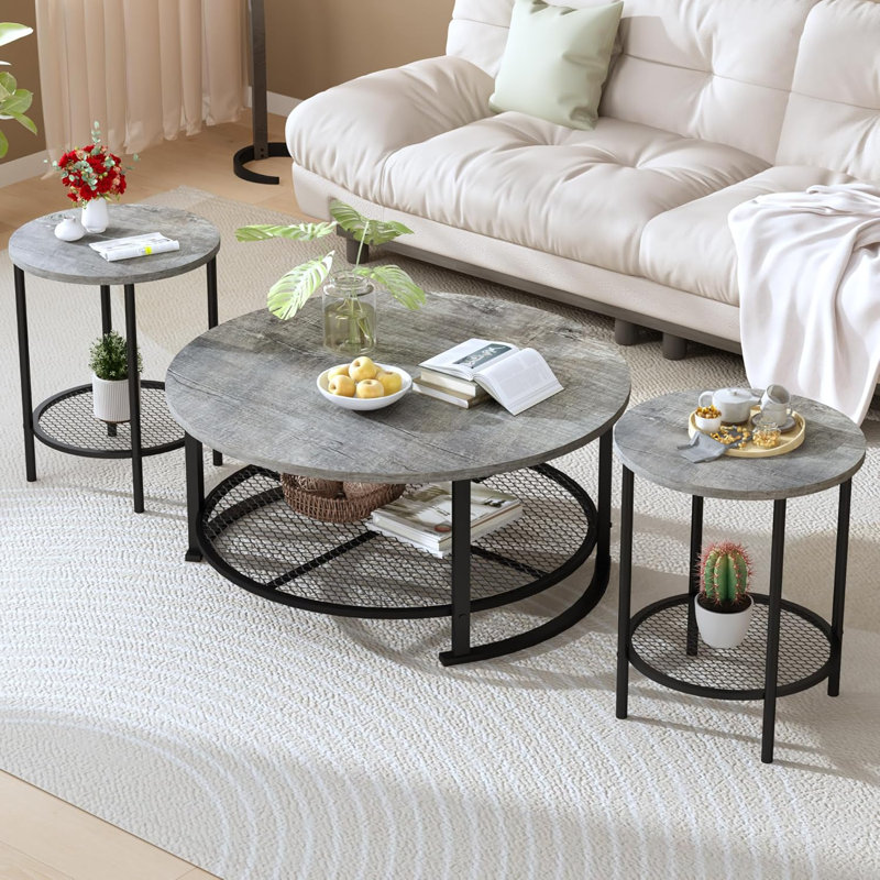 Brinnley 3 Piece Coffee Table Set, Gray