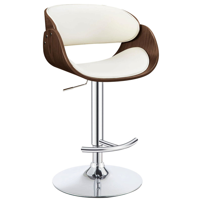 Tabouret de bar réglable en chrome, Ivoire ivoire