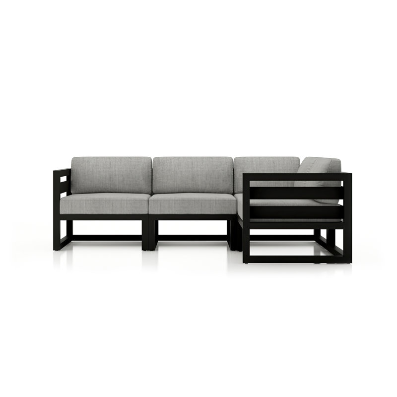 Avion 4 Piece Sectional Set, Cast Silver Sunbrella®, Black