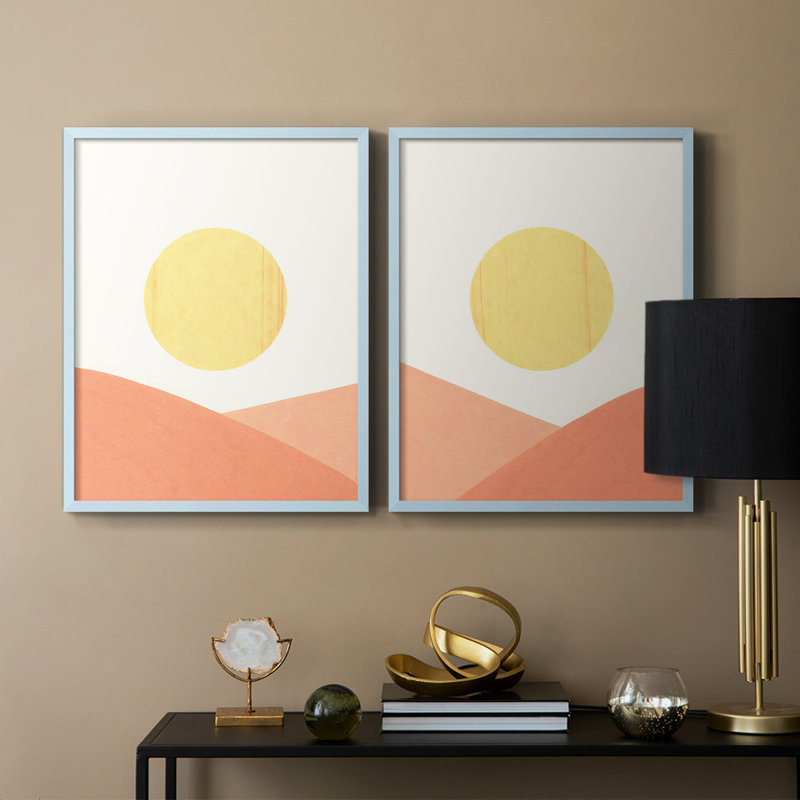 Simple Boho Sun I - impression encadrée de qualité supérieure - prête à être accrochée - aucun clou requis - aucun clou requis