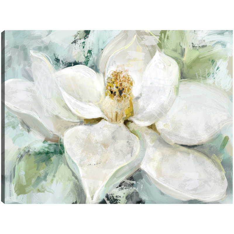 Large White Magnolia Flower Canvas Art for Kids