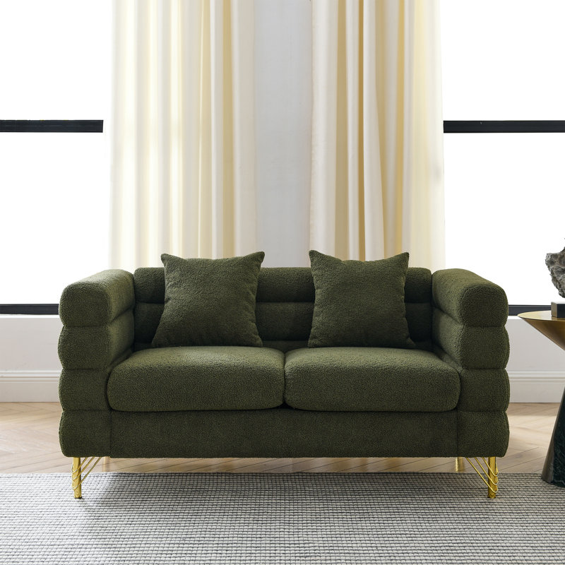 Marypatricia Oversized  Upholstered Loveseat, Modern Sofa Couch, Green Fabric, 28" H x 60" W x 32" D
