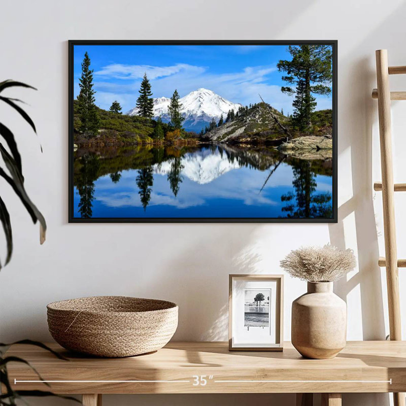 Lac Mount Shasta Heart, 25 po x 17 po, Cadre flottant noir