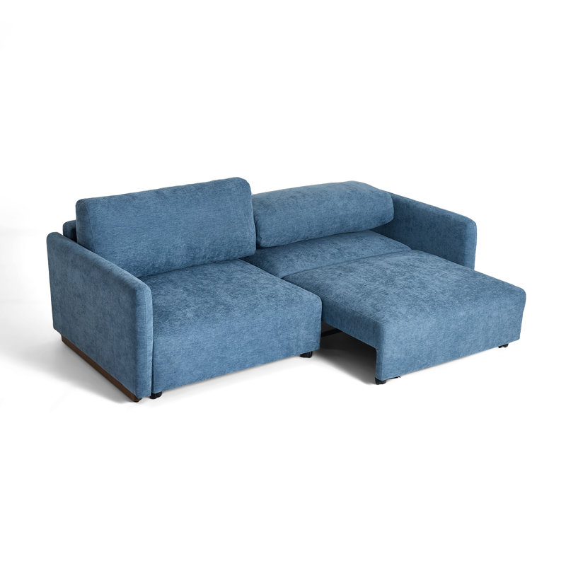 Canapé-lit rembourré convertible avec lit escamotable, Chenille bleu