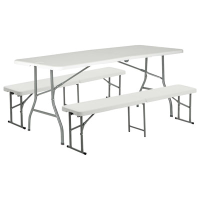 180cm Rectangular Portable Folding Table with 4 Chairs