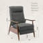 Fauteuil inclinable Saugus avec accoudoirs en bois et dossier à bascule, couleur anthracite - Confort moderne avec tissu facile à nettoyer et inclinaison en 3 positions