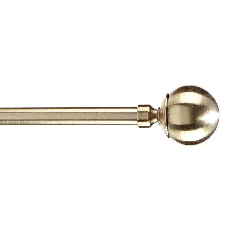 Cherell Adjustable Single Curtain Rod, 5.91" H x 33.19" W x 8.47" D, Antique Brass