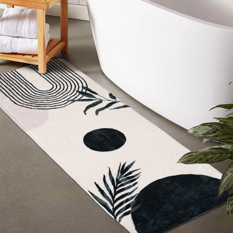 Boho Bathroom Runner Rug White