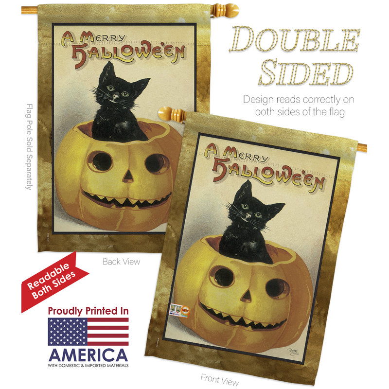 Merry halloween-impressions de polyester 2 faces 40 x 28 po ensemble de drapeaux