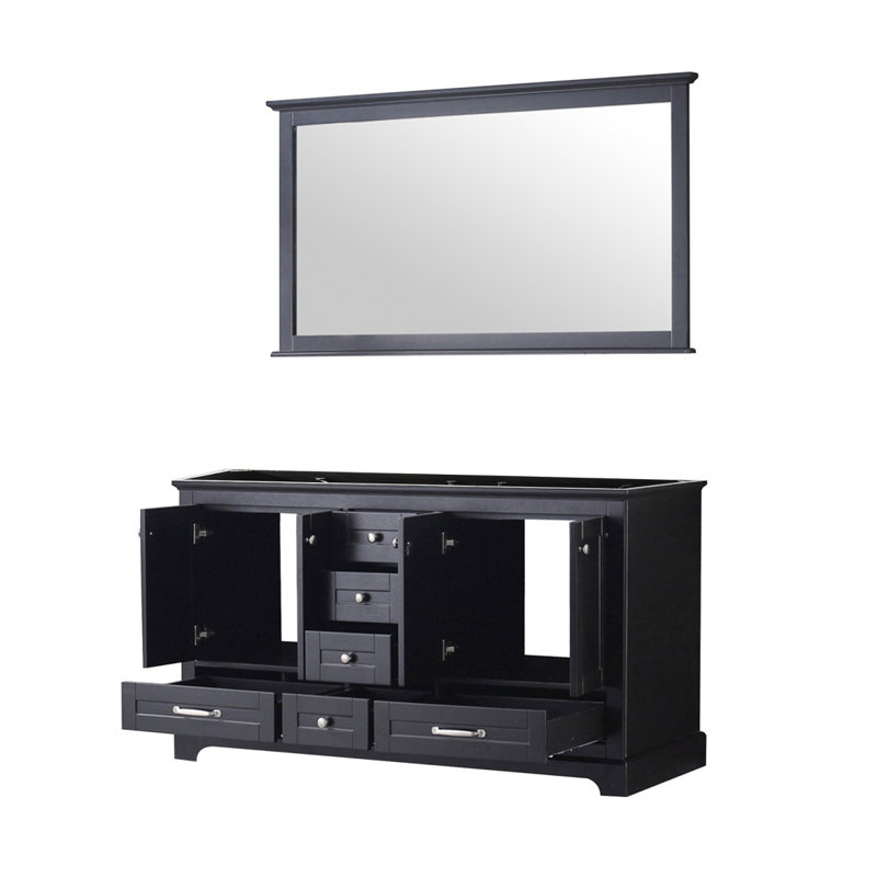 Espresso Double Bath Vanity 60 In. W X 22 In. D, And 58 In. Mirror, Espresso