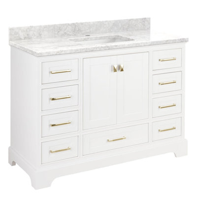 Quen 48" Freestanding Single Basin Vanity Set with Cabinet, Vanity Top