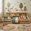 Lit sur pied avec bibliothèque Montessori, lit pour enfant avec garde-corps, lit bas pour la mère et l'enfant avec rangement, naturel-859985701