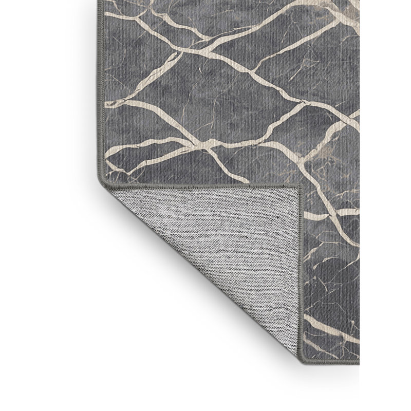 Machine Washable Gray Area Rug, Square 6'