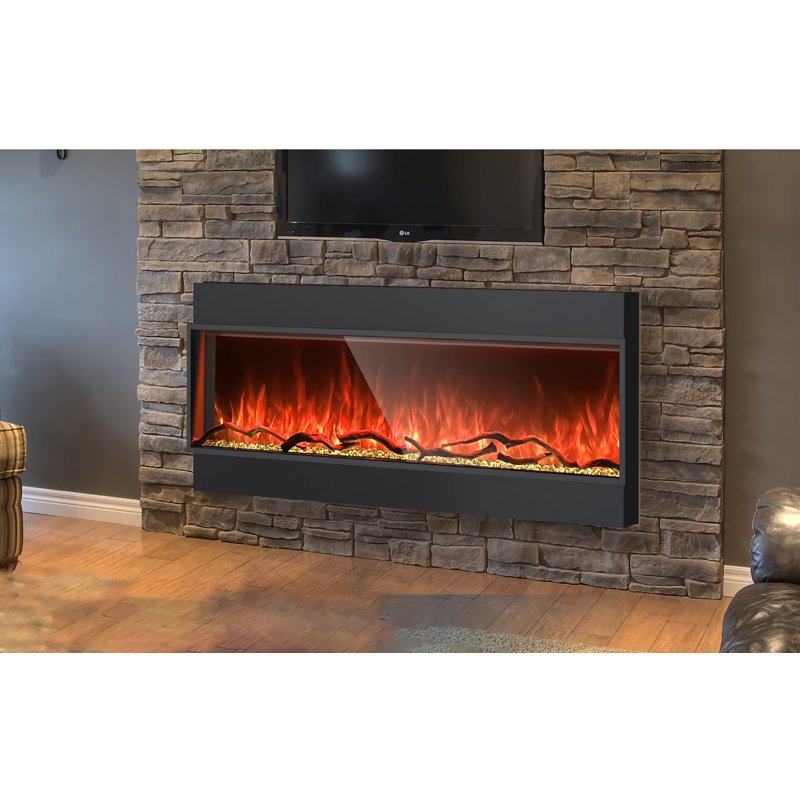 Rosalinde Wifi Enable Recessed Electric Fireplace, 23.75" H x 44.25" W x 5.5" D