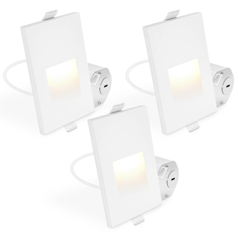 Marchepieds à DEL Luxrite à pince verticale, 5CCT, 3W, 150 lumens, étalement de faisceau à 90 °, à intensité variable, 120V, imperméable IP65, étanche et ETL, paquet de 3 blanc