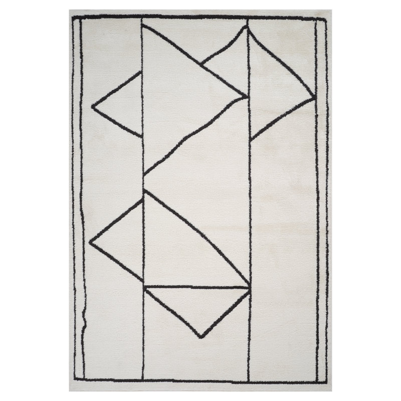 Cherle Modern Geometric Art Micro-Shag Area Rug, Rectangle 3'6" x 5'6"
