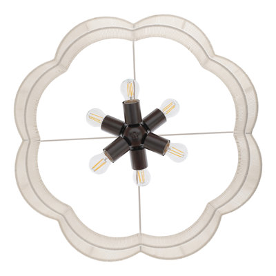 Lustre tambour cylindrique 23,2 po à 6 lumières festonnées