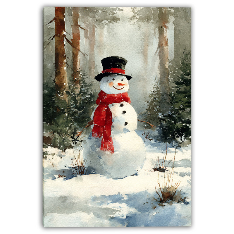 «Forest Snowman», art mural sur toile, H 24 po x l 16 po