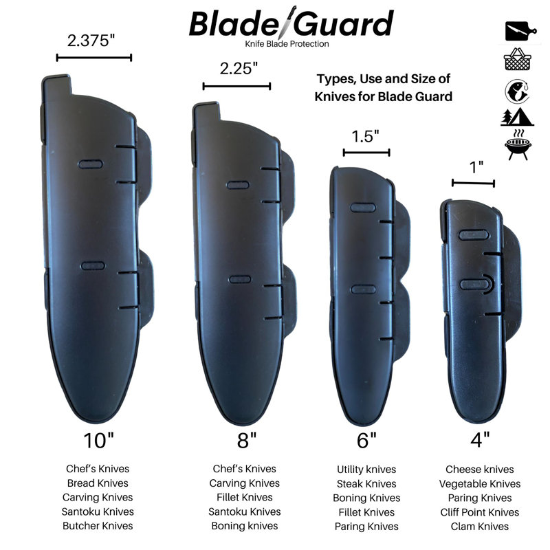 Blade Guard Secure Knife Blade Edge Protection Cover, Sheath 4PK Set, Orange