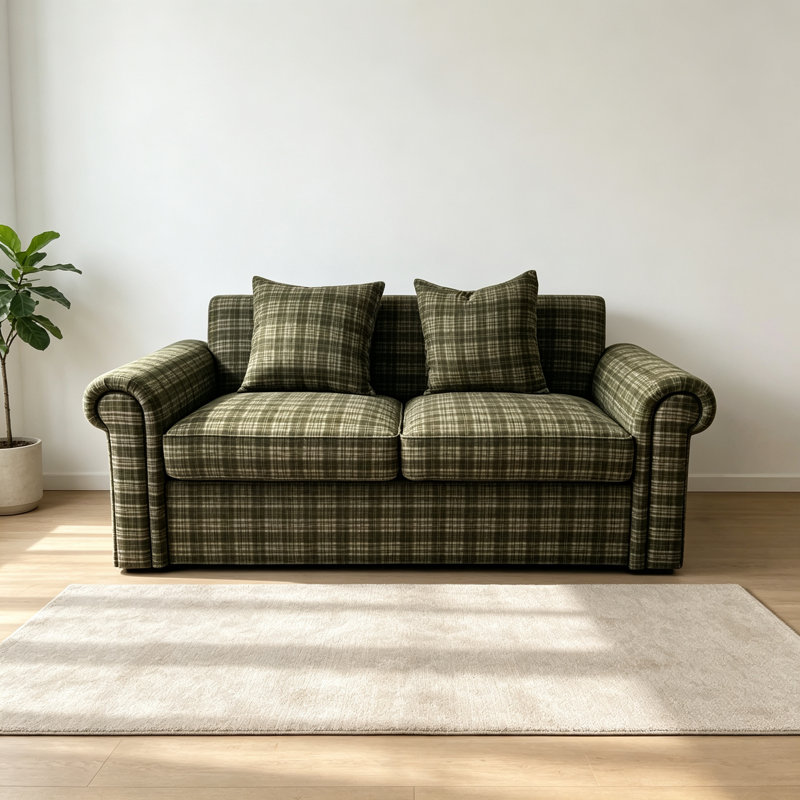 Canapé rétro décontracté et créatif, L 62,99 po, Tissu vert