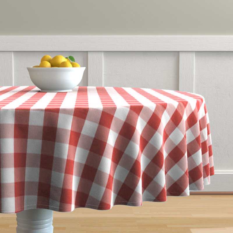 Knopp Plaid 100% Cotton Tablecloth, Red, 60" W Round