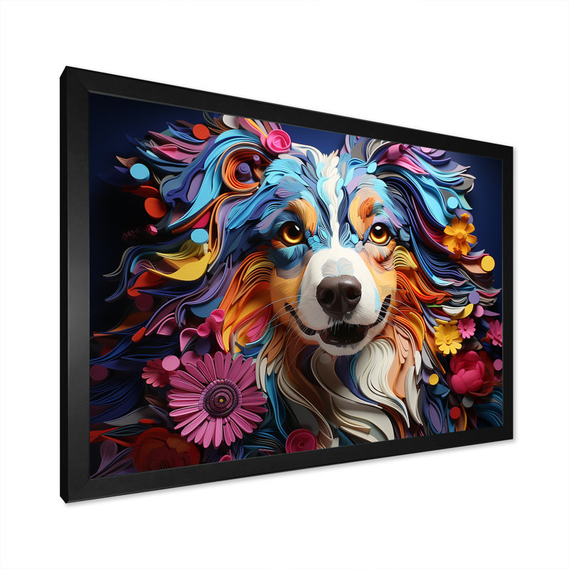 Chien berger australien Allure II, L 40 po x H 30 po x P 1,5 po, Cadre simple noir