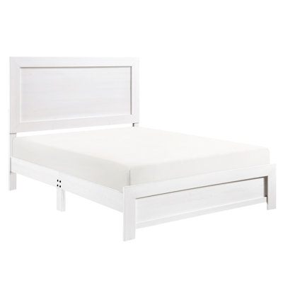 White Finish Full Size Bedroom Bed, With Headboard, Rails And Panel Bed Color, Furniture