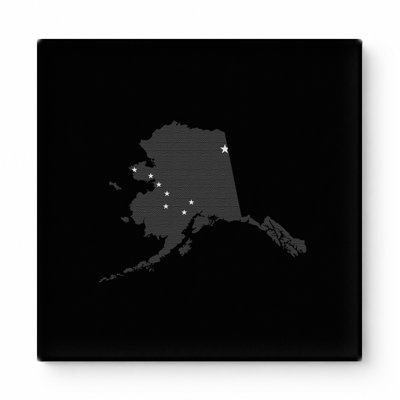 Alaska State Map with Stars - Art mural sur toile carrée