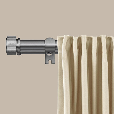 5/8" Diameter Adjustable Double Drapery Curtain Rod Set With Poignee Finials, 28"-48", Gun Metal