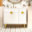 Meuble-lavabo de 36 po avec lavabo en résine, meuble-lavabo moderne, armoire de rangement avec porte à fermeture en douceur et porte rabattable