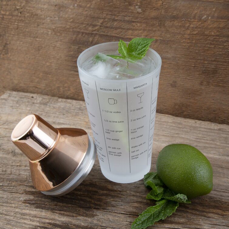 Stainless Glass Recipe Shaker, Frosted Cocktail Shaker