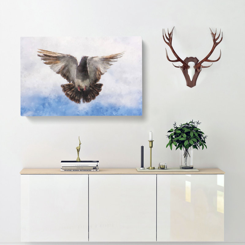 Flying Pigeon - Wrapped Canvas Painting, 50cm H x 76cm W x 3cm D