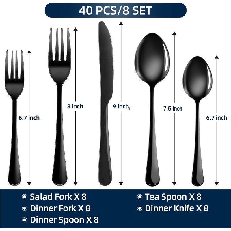 Red Barrel Studio® Stainless Steel (18/8) Flatware Set - Service for 8, Black