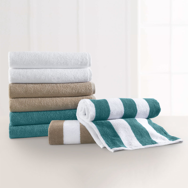 Martex Cabana 3 Piece Beach Towel Set, Dark Linen/White