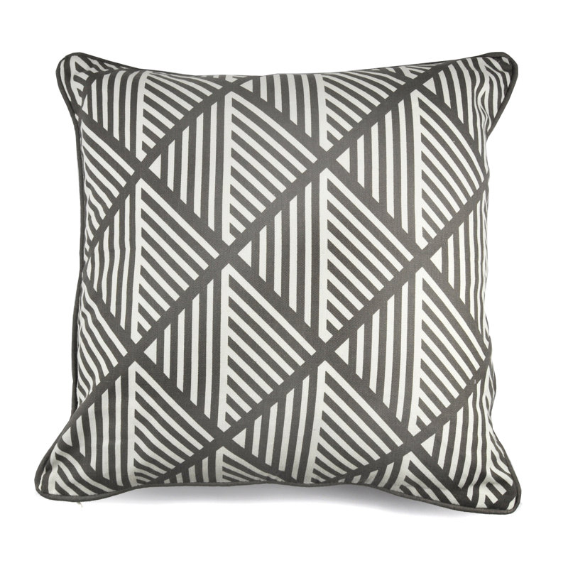 Brooklyn Geometric Square Throw Pillow Cover, Grey