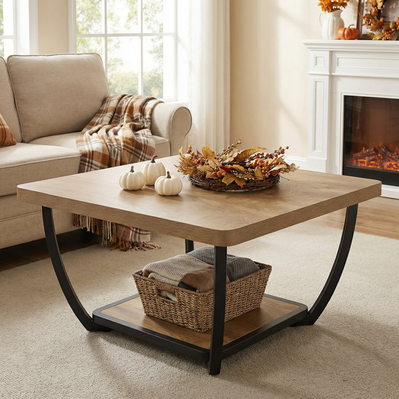 Table basse carrée avec rangement, table basse 31,5 po Farmhouse
