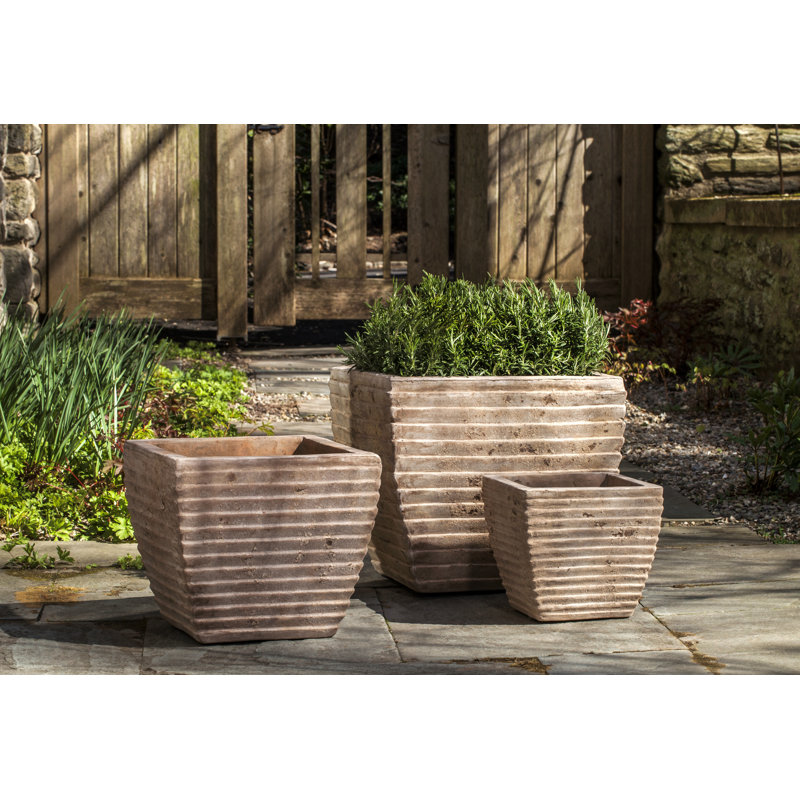 Ensemble de pots à fleurs en terre cuite 3 pièces Barstow, Terre cuite antique