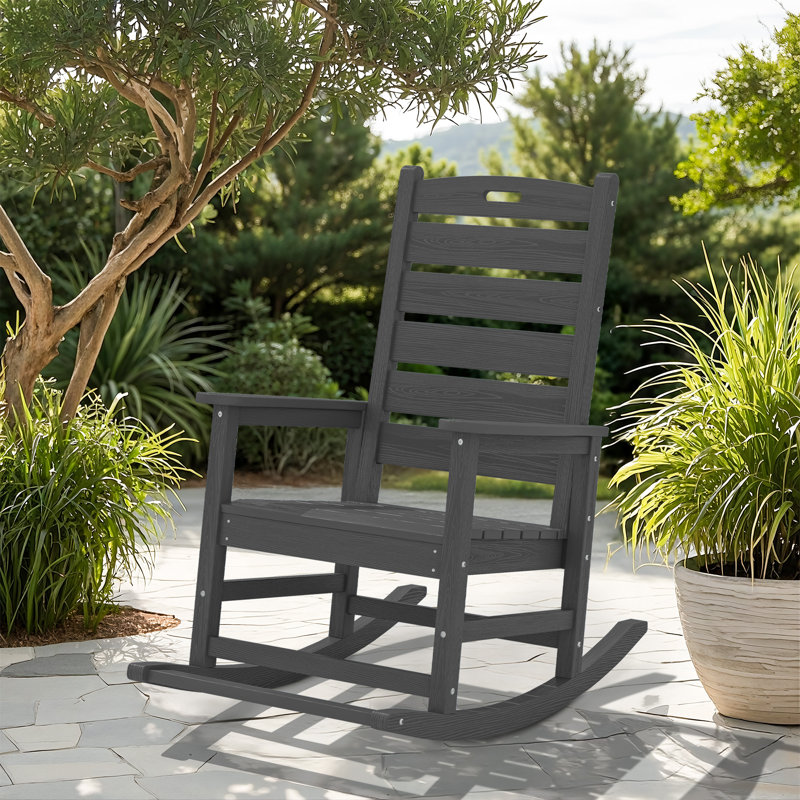 HDPE Rocking Adirondack Chair, Gray