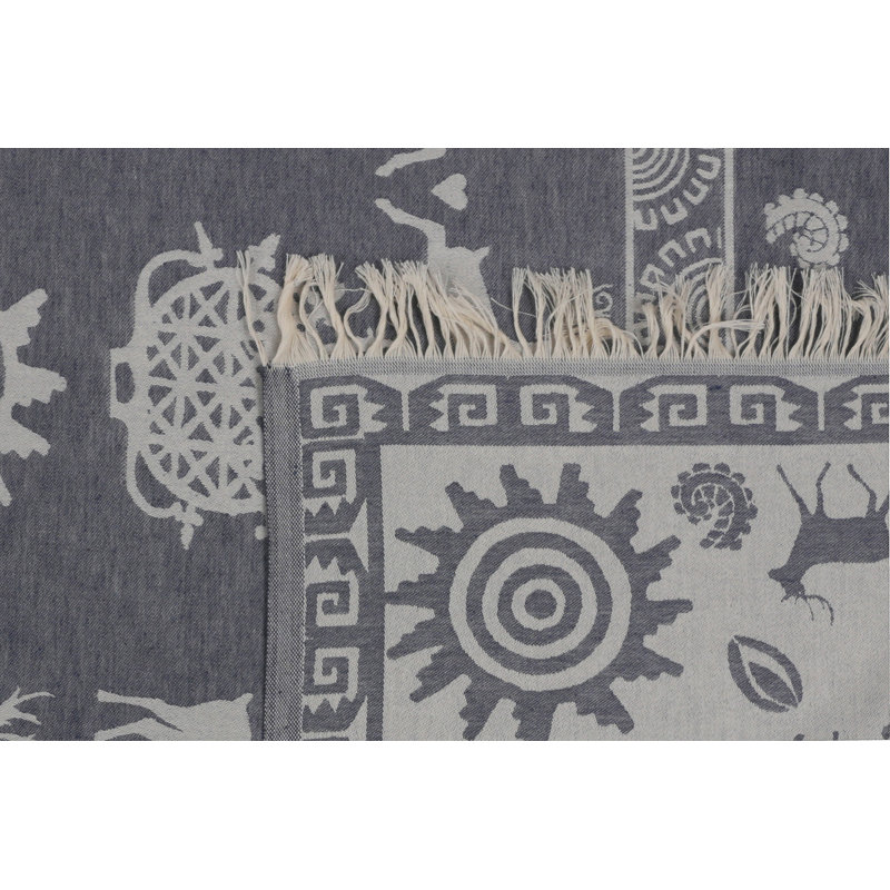 Serviette de plage 100% coton Lawlor, Bleu / ivoire