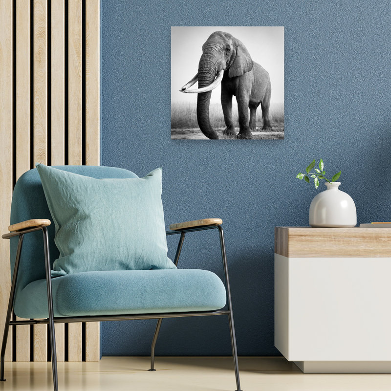 Art mural contemporain majestueux éléphant d'Afrique, 18" H x 18" W