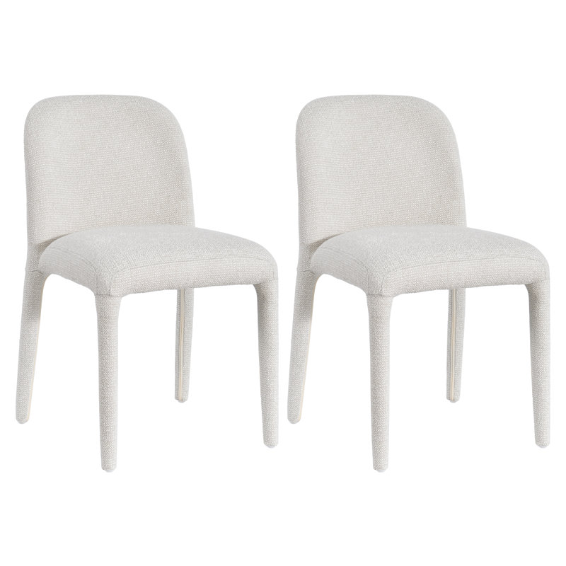 Chaise rembourrée moderne en tissu neutre à dossier courbé, Beige