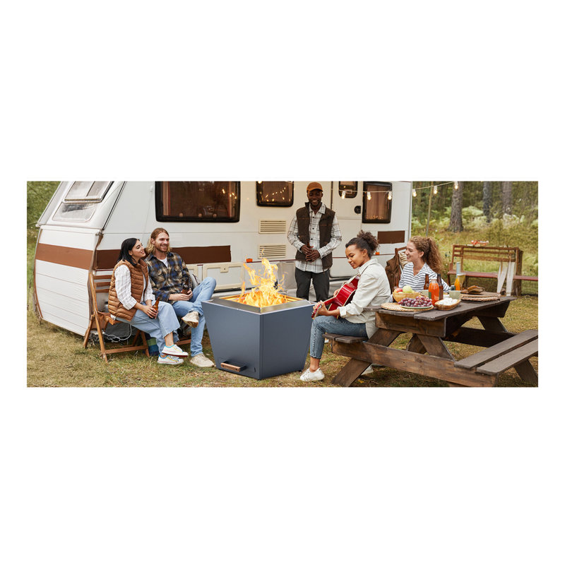 Cyberpit One Smokeless Fire Pit, Wood Burning Fireplaces w/ Pull-Out Ash Pan, Portable Outdoor Firepits, Carry Handle for Backyard Patio Camping Bonfire, Stainless Steel