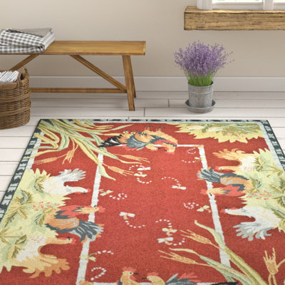 Kinchen Hand Hooked Wool Floral Rug