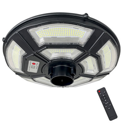 Lampadaire solaire de 42 cm (16,5 pouces), 750 DEL, 2800 lm, éclairage public extérieur, alimentation solaire, compatible avec les poteaux de 7,6 cm (3 pouces) et 6 cm (2 3/8 pouces), étanchéité IP65, poteau non inclus