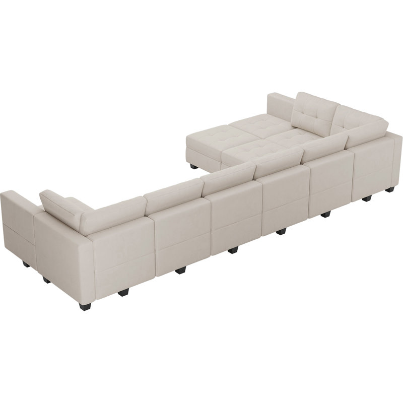 Canapé modulaire rembourré 12 pièces Soneson, Velours beige