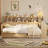 Wooden Full Size Daybed With Storage Shelves, Multi-Functional Bed With Twin Size Trundle Bed And  Study Desk, Natural